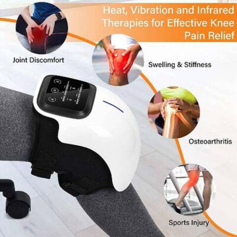 Infrared Heat and Vibration Knee Pain Relief for Swelling Stiff Joints, Stretched Ligament and Muscles Injuries, One Size, White