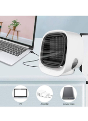 Portable Noiseless Mini Desktop USB Space Cooler Fan with 3 Speeds, White