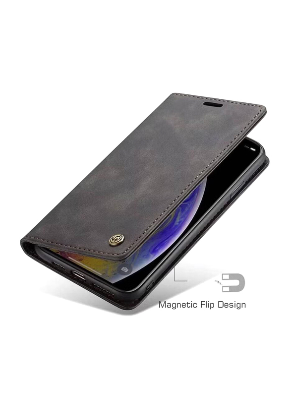 Samsung Galaxy A23 Genuine Leather Wallet Magnetic Flip Mobile Phone Case Cover, Black