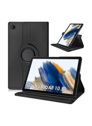 Samsung Galaxy Tab A8 (2021) 10.5" 360 Degree Rotating Stand Folio Leather Smart Flip Tablet Case Cover with Auto Sleep/Wake, Black