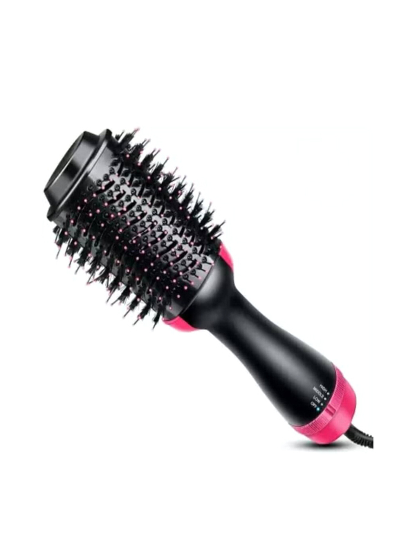 3-in-1 Hair Dryer and Styling Brush, Black/Pink