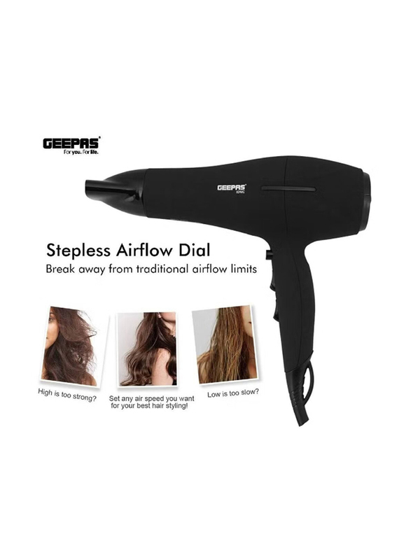 Geepas Pro Style Hair Dryer, Black