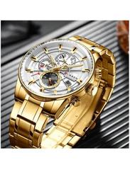 Curren Analog Watch for Men, Water Resistant and Chronograph, 8362, Gold/White