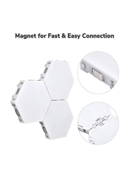 6-Hexagon RGB Wall Panels Smart Modular Touch-Sensitive LED Light DIY Geometry Splicing Hex Light, White