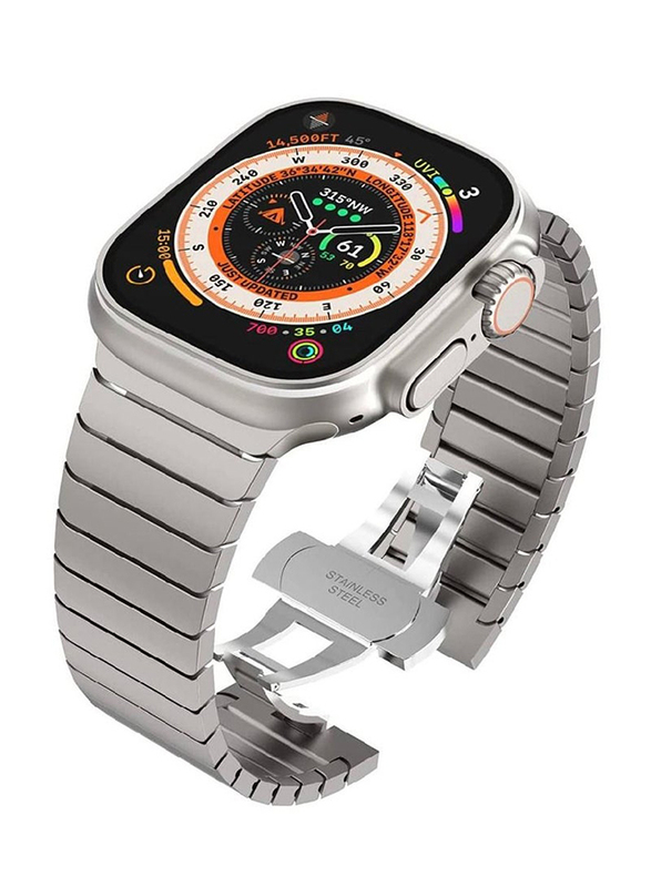 ICS Replacement Stainless Steel Metal Strap Wristband for Apple Watch Ultra 49mm, Silver