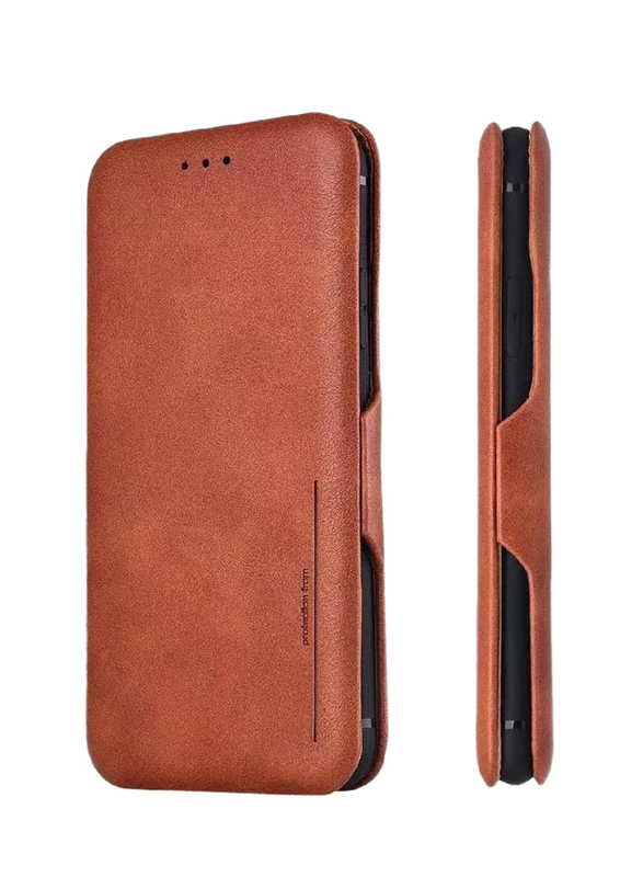 Olliwon Protective Smart PU Leather Card Holder with Auto Magnetic Closure Case Cover for Samsung Galaxy A73 5G, Brown