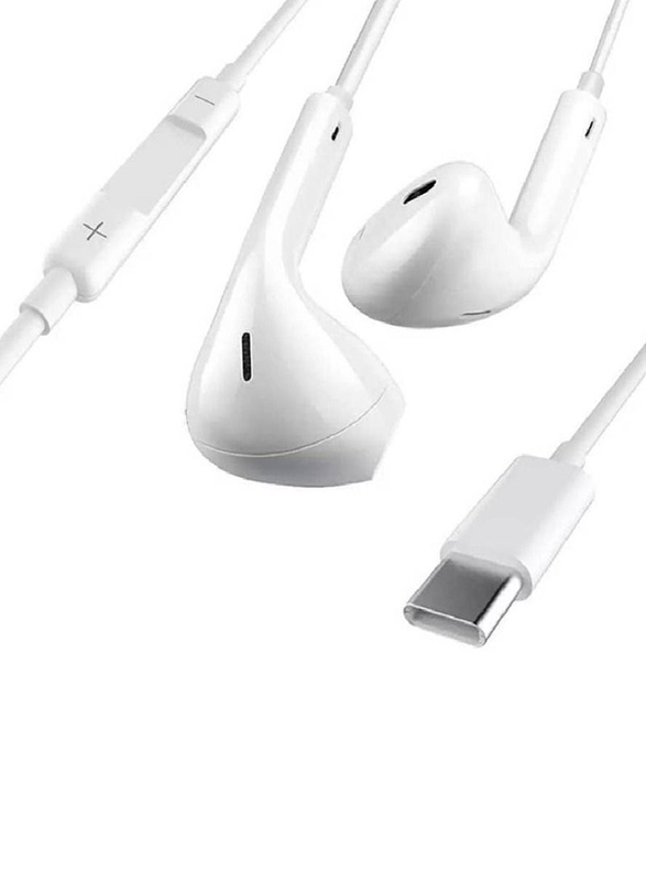 Wired Type-C USB In-Ear Earphones with Microphone, White