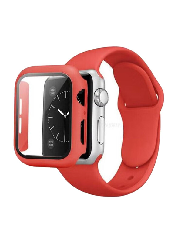 

Generic Silicone Smart Watch Band Set with Case for Apple Watch 45mm, Red