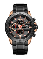 Curren Analog Watch for Men with Stainless Steel Band, Water Resistant and Chronograph, Black