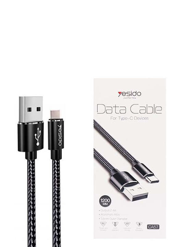Yesido USB Type-C Cable, USB Type A to USB Type-C for Smartphones/Tablets, Black
