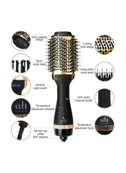 ICS One-Step Hair Dryer Brush for Styling & Frizz Control Negative Ionic Hot Air Brush, Black/Gold