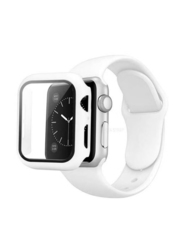 Silicone Smart Watch Band with Case for Apple Watch 45mm, White