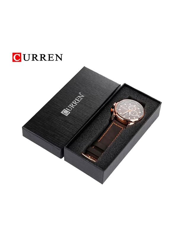 Curren Sports Analog Watch for Men with PU Leather Band & Chronograph, Water Resistant, J3591-6-1-KM, Black