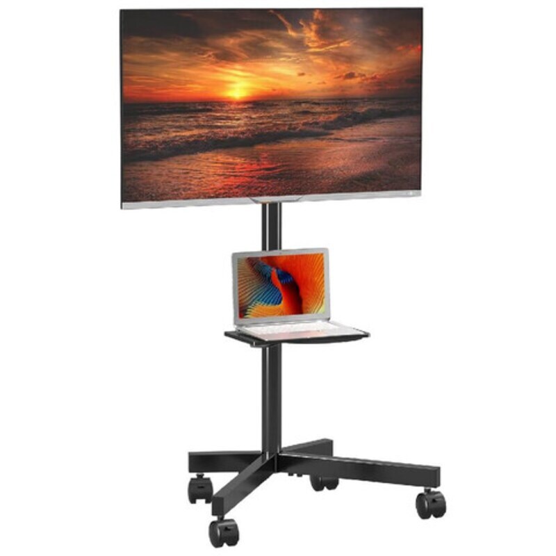 HYX Mobile TV Cart on Wheels for 21-75 Inch Flat/Curved Panel Screens TVs, Black