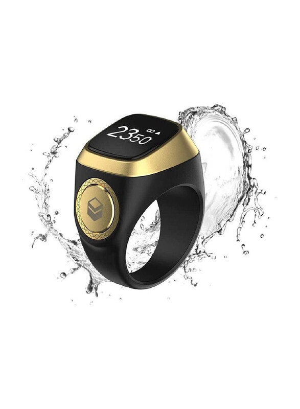 Digital Bluetooth Smart Zikr Tasbih Ring Prayer Reminder with OLED Display, Black