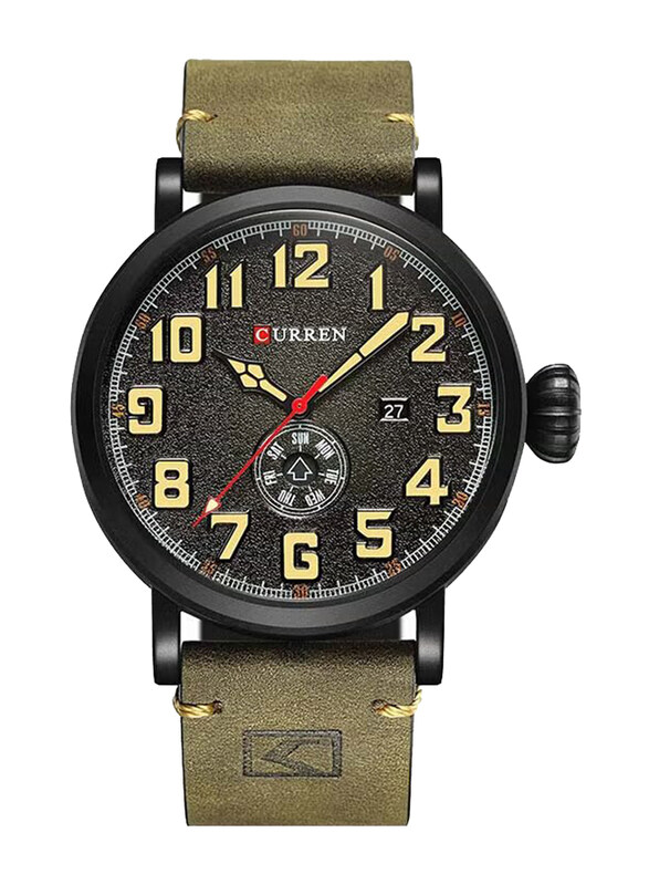 

Curren Analog Watch for Men with Leather Band, M-8283-3, Green