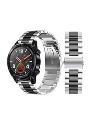 Stainless Steel Smartwatch Strap Band for Huawei Smart Watch Gt2/Gt/Honor Magic 2, Silver/Black