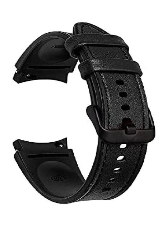 

Generic Leather Replacement Band Compatible for Galaxy Watch 4, Black