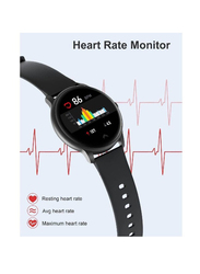 SoundPeat Full Touch Round Fitness Tracker Heart Rate Monitor Bluetooth Smartwatch, Black