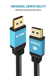 S-TEK 15-Meter Display Port Cable, HDMI to HDMI for Display Devices, Black/Blue