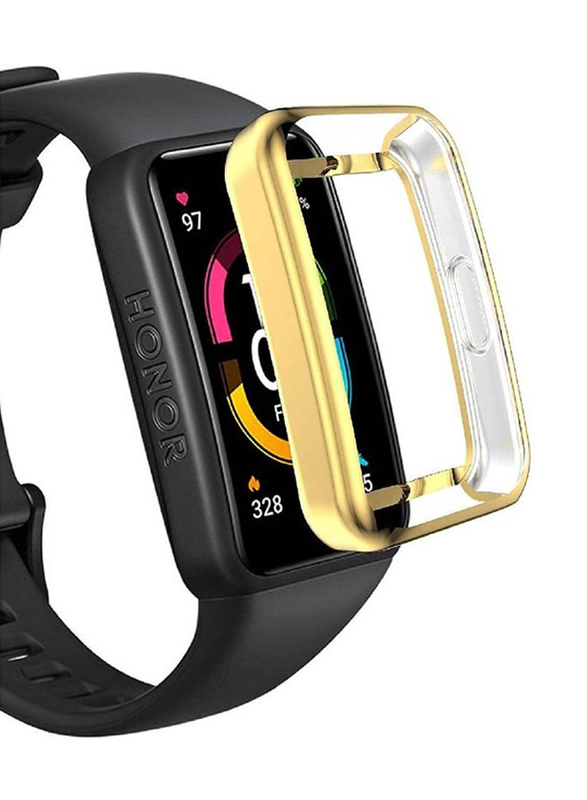 Full Coverage Scratch Proof Bumper Soft TPU Cover for Huawei Band 6/Honor Band 6, Gold