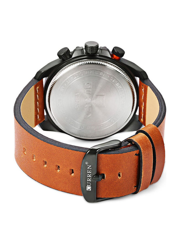 Curren Analog Watch for Men with Leather Band, Chronograph, J3748SC-KM, Brown-Multicolour