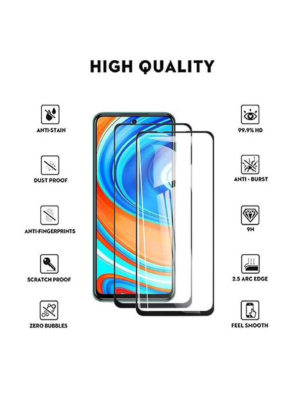 Xiaomi Redmi Note 9 Pro Mobile Phone Tempered Glass Screen Protector, 2 Piece, Clear