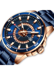 Curren Analog Watch for Men with Stainless Steel Band, 4339, Blue-Rose Gold/Blue