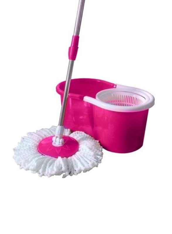 360 Spin Mop Bucket with 2 Extra Refill, Pink/White