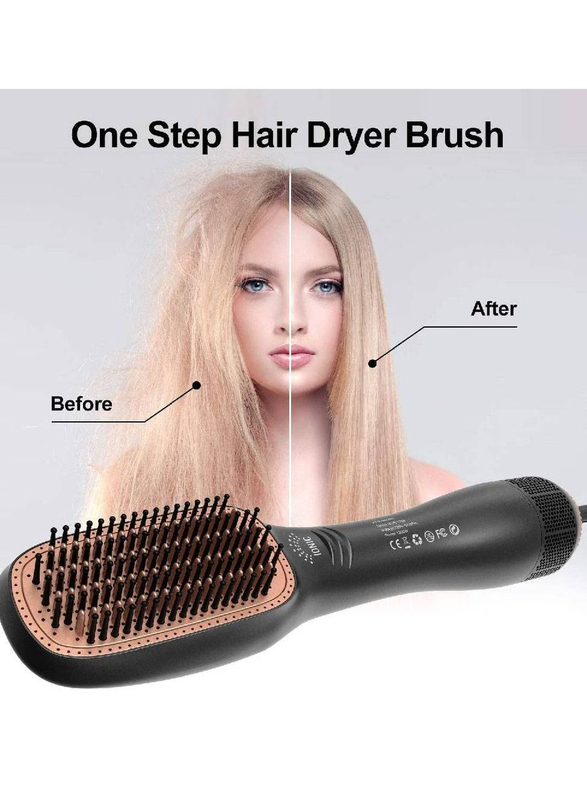 Arabest 3-in-1 Professional Hair Negative Hot Air Styling Comb Ion Blow Dryer Straightening Brush, Black