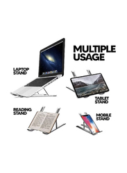 Ultra-thin Adjustable Height Foldable Computer Holder for Laptop Tablet PC, Silver