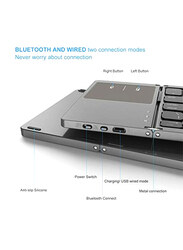 Jelly Comb Foldable Bluetooth English Keyboard with Dual Mode Bluetooth, USB & Touchpad Mouse for Android, Windows, PC, Tablet, Dark Grey