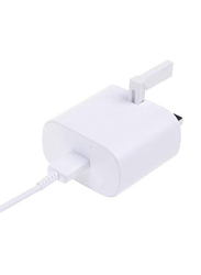 3-Pin UK Plug Type C Charging Adapter with Super Fast Charging Type-C to Type-C Data Cable, White