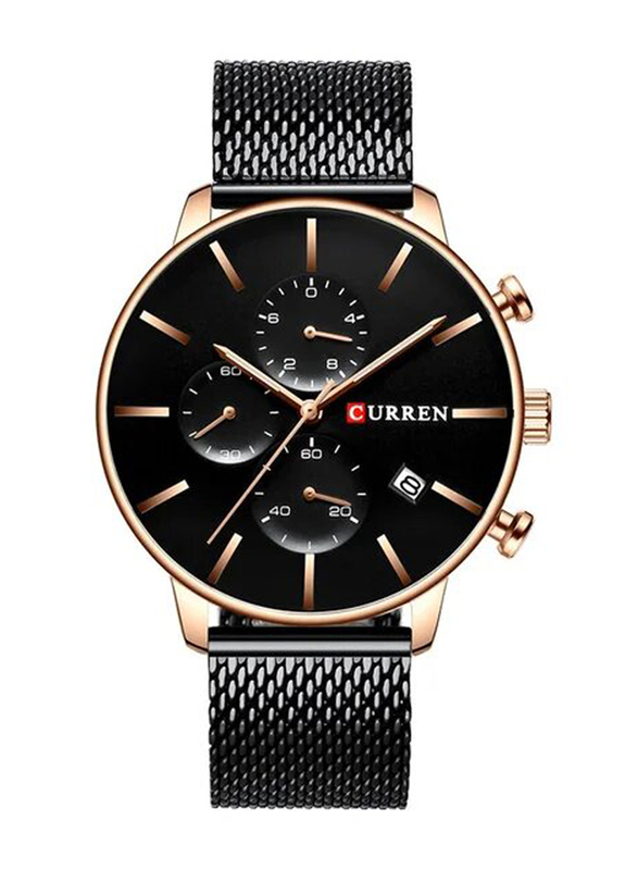 Curren Analog Watch for Men with Alloy Band, Water Resistant and Chronograph, J4060-4-KM, Black/Black