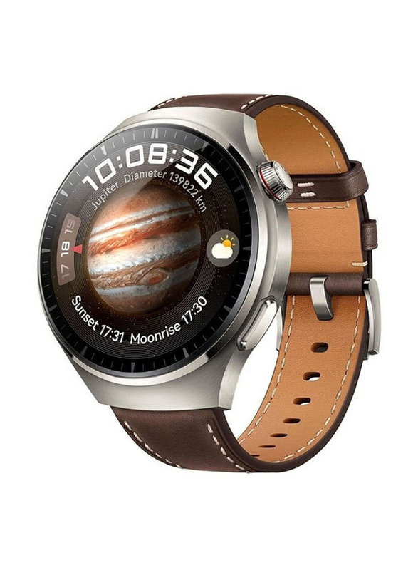 Perfii Genuine Leather Replacement Strap for Huawei Watch 4 Pro, Brown