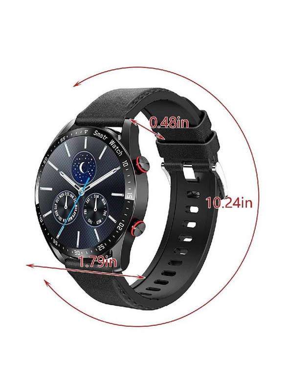 LW 46mm Smartwatch, Bluetooth Voice Call, HD Full Touching Screen, Smart Reminder, Heart Rate, Sleep Monitor, IP67 Waterproof, Black