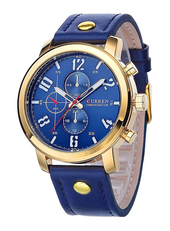 

Curren Analog Watch for Men with Leather Band, Water Resistant, 8192, Blue