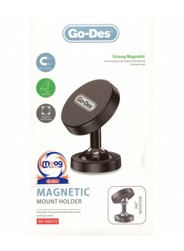 Go-Des Adjustable Dashboard Magnetic Car Phone Holder/Mount, Black