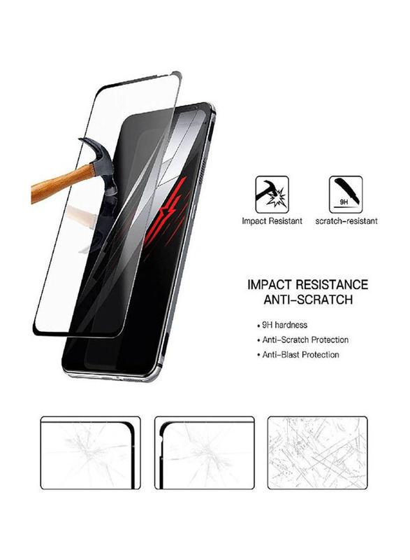 ZTE Nubia Red Magic 6 Pro Full Coverage Protector HD Clear Bubble Free Scratch Resistant Tempered Glass Screen Protector, Clear/Black