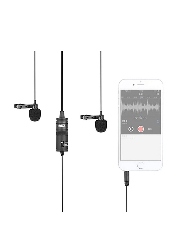 Boya BY-M1DM Omni-Directional Lavalier Microphone, LU-D5707, Black