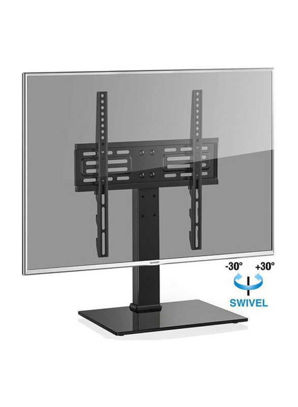 Ntech Tabletop TV Stand for 27 to 55 Inch Screen with Swivel Adjustable Height & Anti-Tip Strap Cable Management Universal Table TV Base Bracket, Tt103702Gb, Black