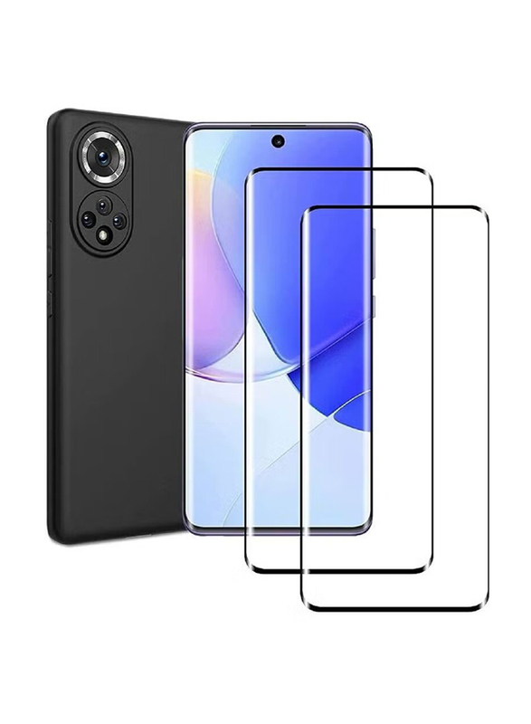 Huawei Nova 9 Soft Mobile Phone Case Cover with Anti-Scratch Ultra Thin Screen Protector, Clear/Black