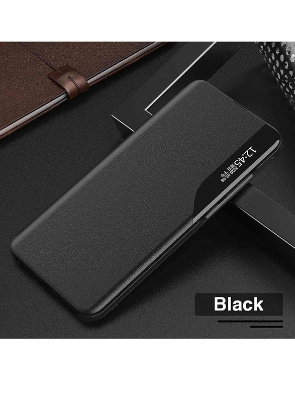 CaseMe Protective Windows Smart View Flip Foldable Kickstand Case Cover for Google Pixel 7 Pro, Black