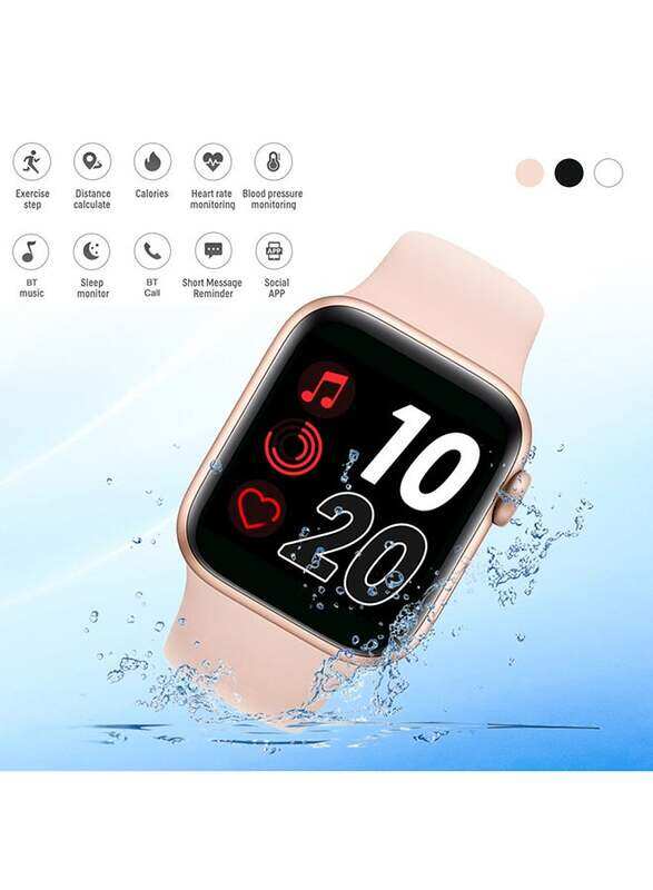 300.0 mAh T500 Series 5 Color Screen Message Reminder Health Monitor IP67 Waterproof Sport Tracker Intelligent Watch Pink