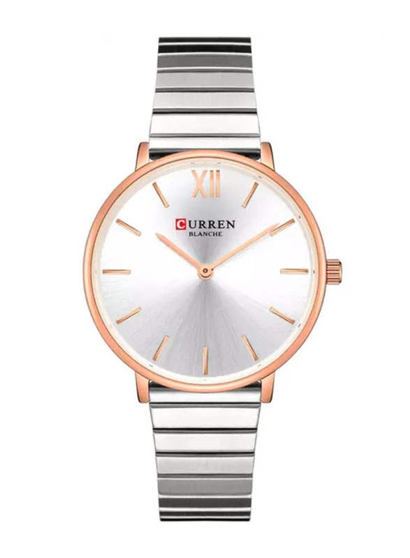 

Curren 9040 Luxury Analog Quartz Watch for Women with Stainless Steel Band, Water Resistant, Silver