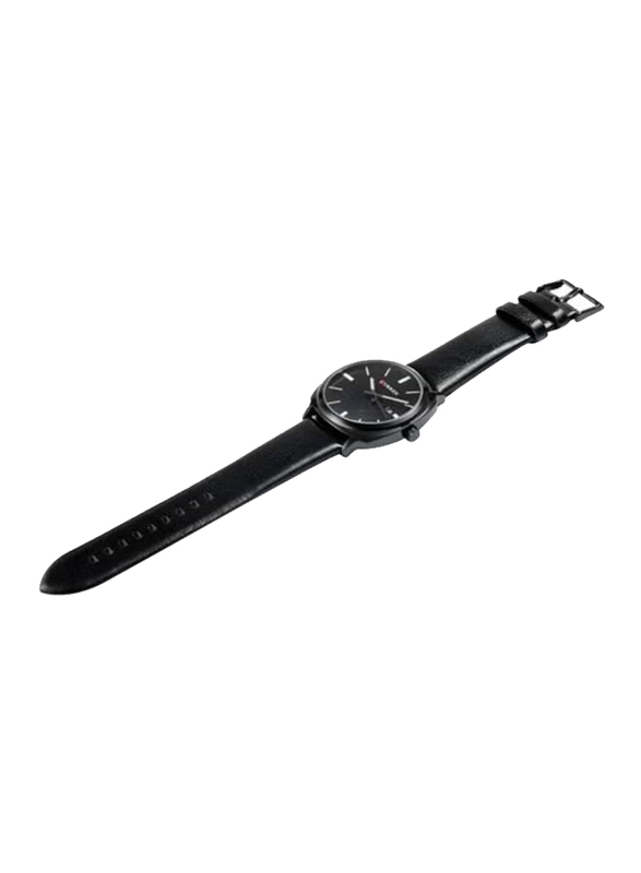 Curren Analog Watch for Men with Leather Band & Date Display, Water Resistant, 8212, Black