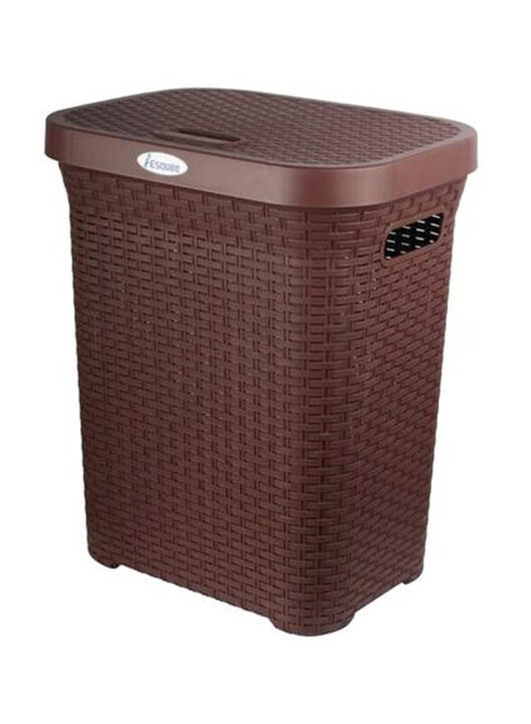 

Esqube Laundry Basket with Lid, 50 Litres, Brown