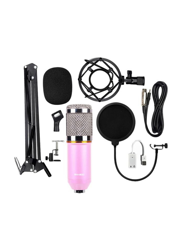 Condenser Microphone with Accessories Set, BM-800, Black/Pink/Silver