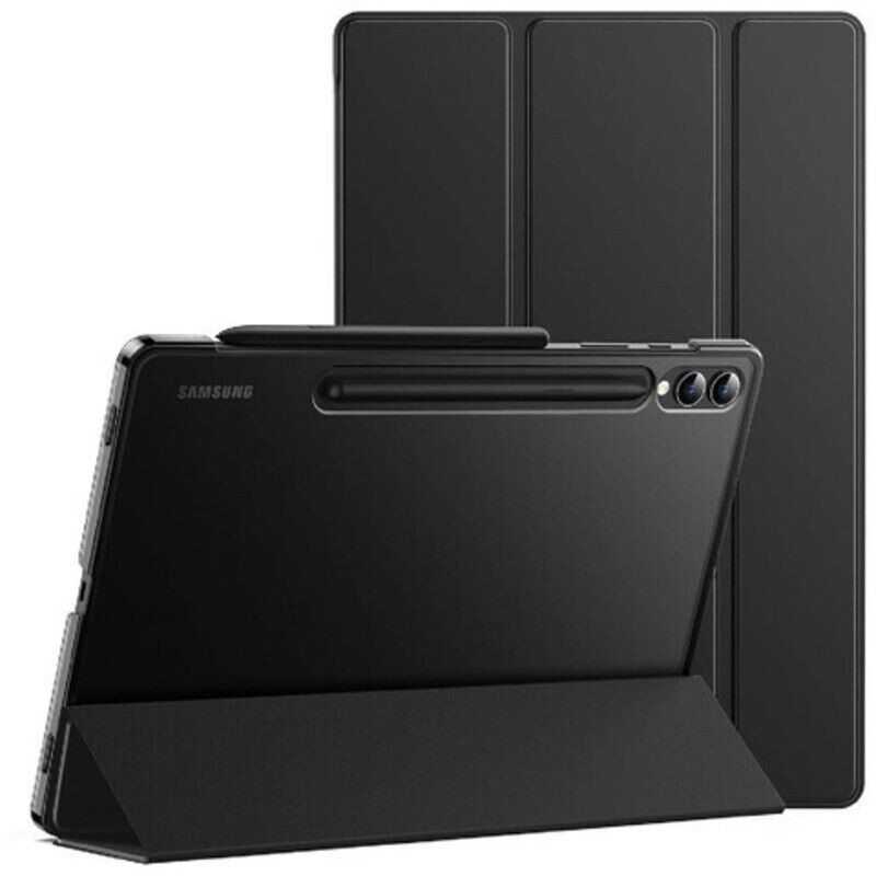 

Hyx Samsung Galaxy Tab S9 Plus 12.4-Inch Translucent Back Tri-Fold Stand Protective Tablet Flip Case Cover with S Pen Holder, Black