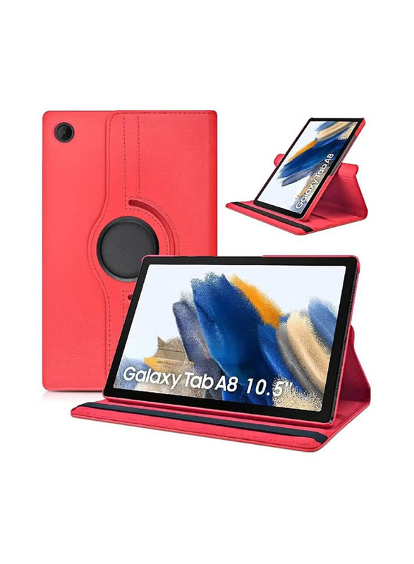 

Generic Samsung Galaxy Tab A8 2021 10.5-inch 360 Degree Rotating Stand Auto Sleep/Wake Folio Leather Smart Tablet Case Cover, Red